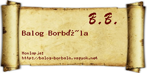 Balog Borbála névjegykártya